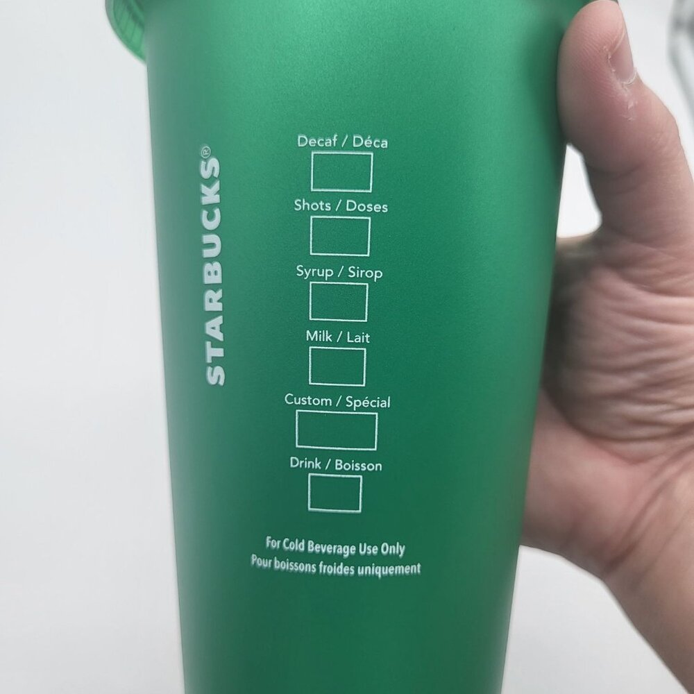 Starbucks Coffee Cold Cup Reusable 2020 Christmas tumbler 24 oz plastic green - Picture 5 of 7